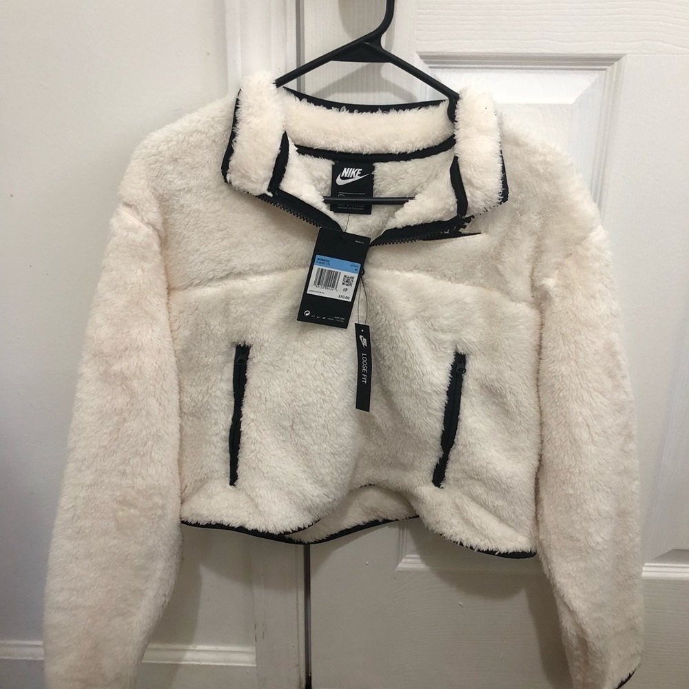 New White Nike Cropped Half Zip